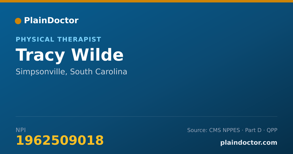 Shareable card for Tracy Wilde - Physical Therapist, Simpsonville, SC