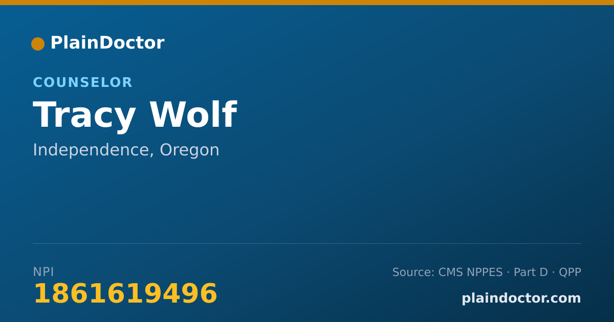 Shareable card for Tracy Wolf - Counselor, Independence, OR
