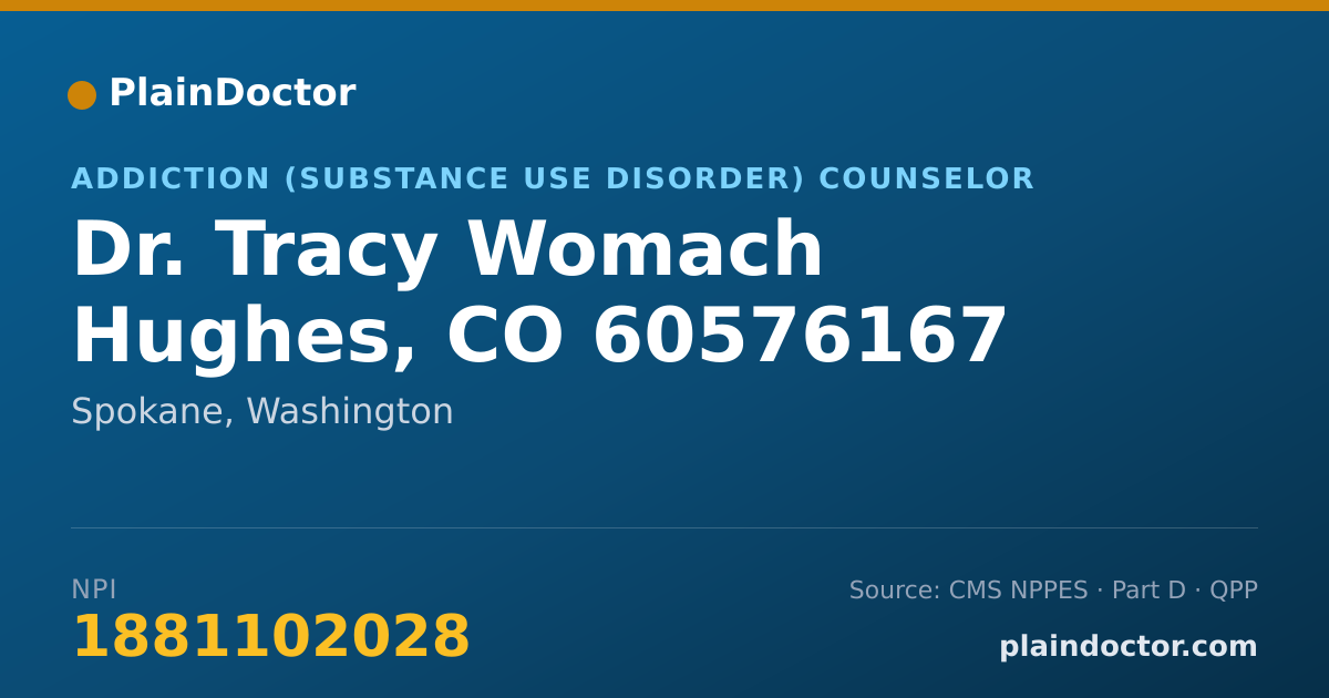 Shareable card for Tracy Womach Hughes, CO 60576167 - Addiction (Substance Use Disorder) Counselor, Spokane, WA
