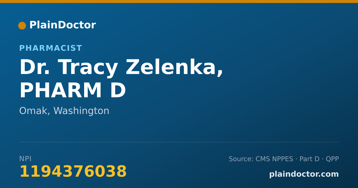 Shareable card for Tracy Zelenka, PHARM D - Pharmacist, Omak, WA
