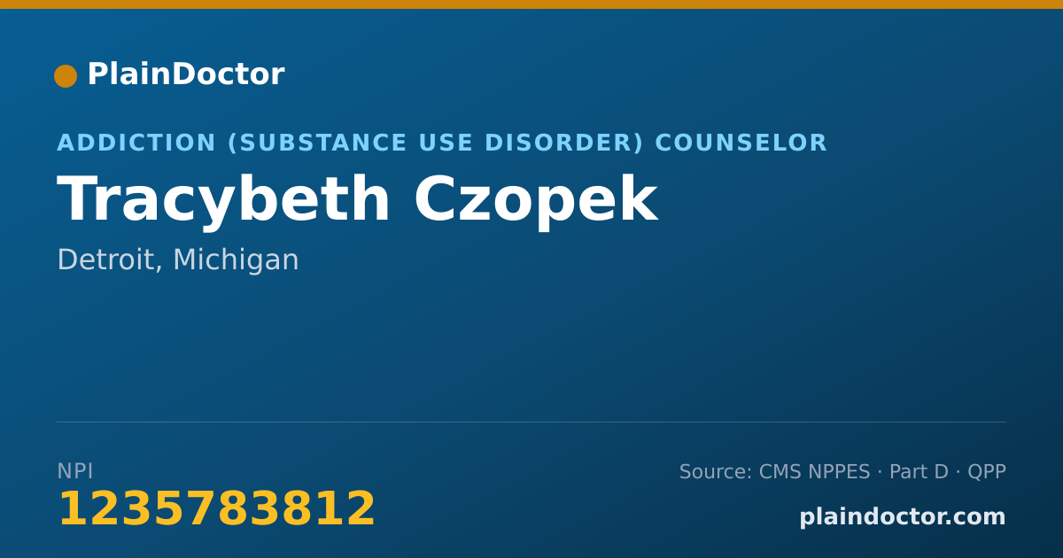 Shareable card for Tracybeth Czopek - Addiction (Substance Use Disorder) Counselor, Detroit, MI