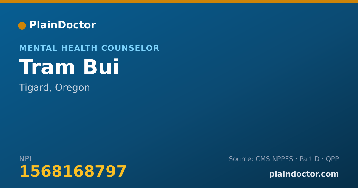 Shareable card for Tram Bui - Mental Health Counselor, Tigard, OR
