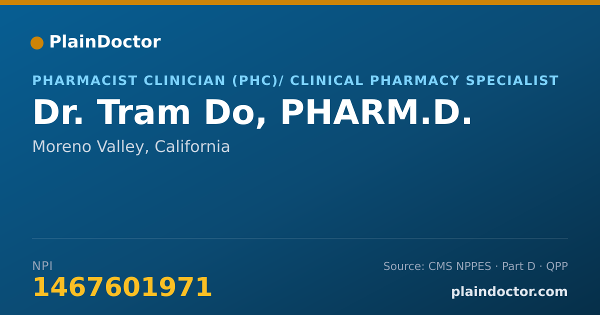 Shareable card for Tram Do, PHARM.D. - Pharmacist Clinician (PhC)/ Clinical Pharmacy Specialist, Moreno Valley, CA