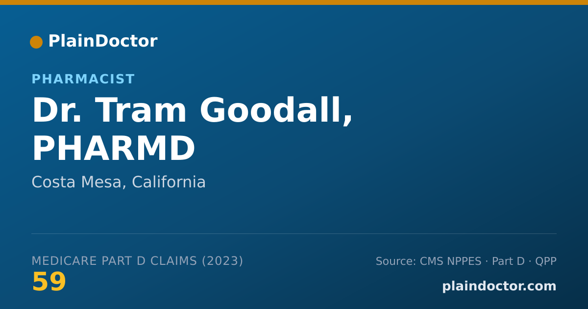 Shareable card for Tram Goodall, PHARMD - Pharmacist, Costa Mesa, CA