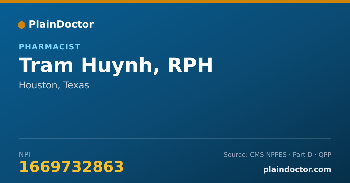 Shareable card for Tram Huynh, RPH - Pharmacist, Houston, TX