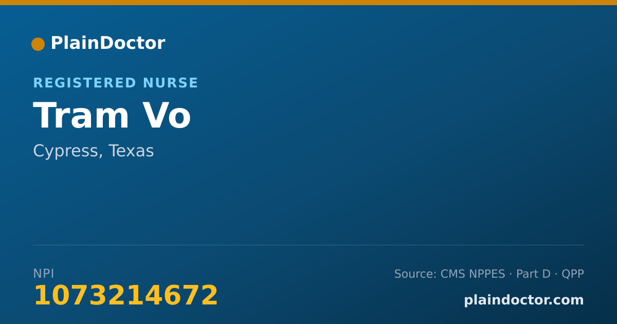 Shareable card for Tram Vo - Registered Nurse, Cypress, TX