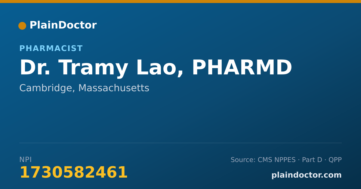 Shareable card for Tramy Lao, PHARMD - Pharmacist, Cambridge, MA