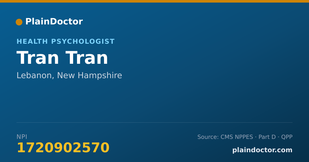 Shareable card for Tran Tran - Health Psychologist, Lebanon, NH