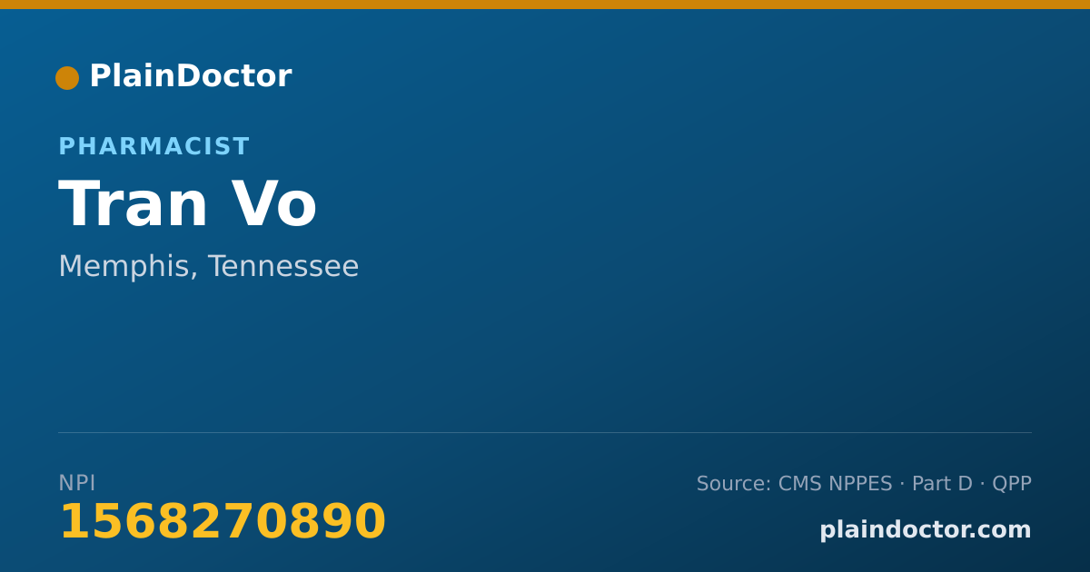 Shareable card for Tran Vo - Pharmacist, Memphis, TN