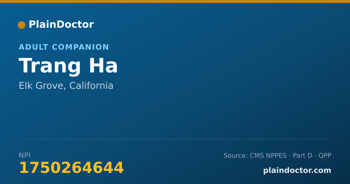 Shareable card for Trang Ha - Adult Companion, Elk Grove, CA