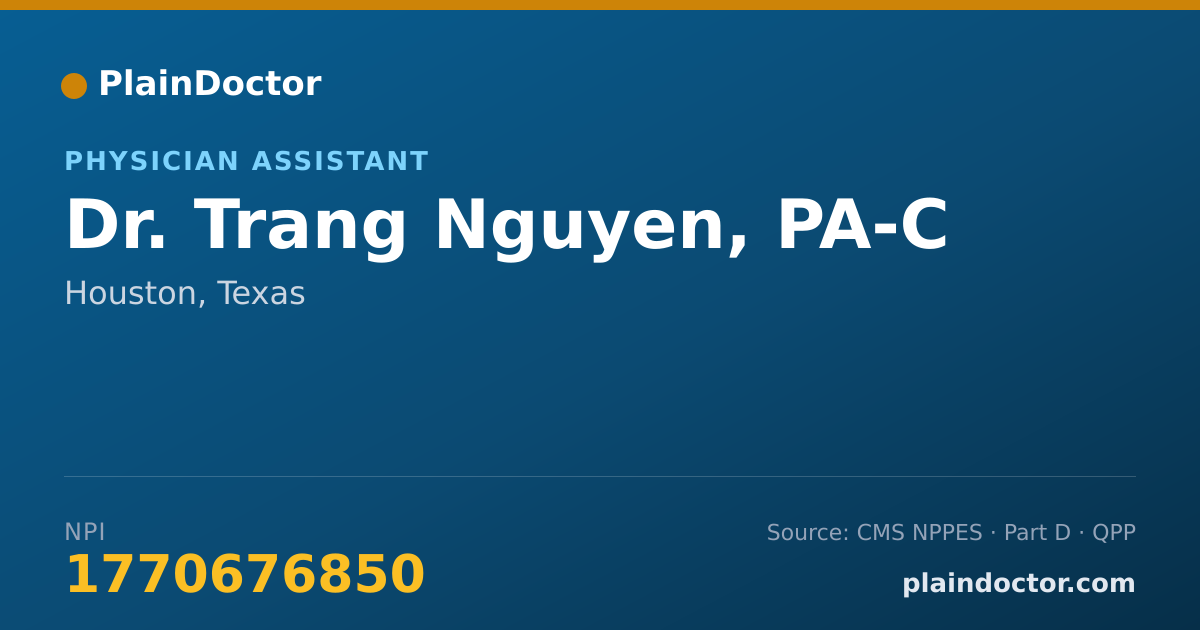 Shareable card for Trang Nguyen, PA-C - Physician Assistant, Houston, TX