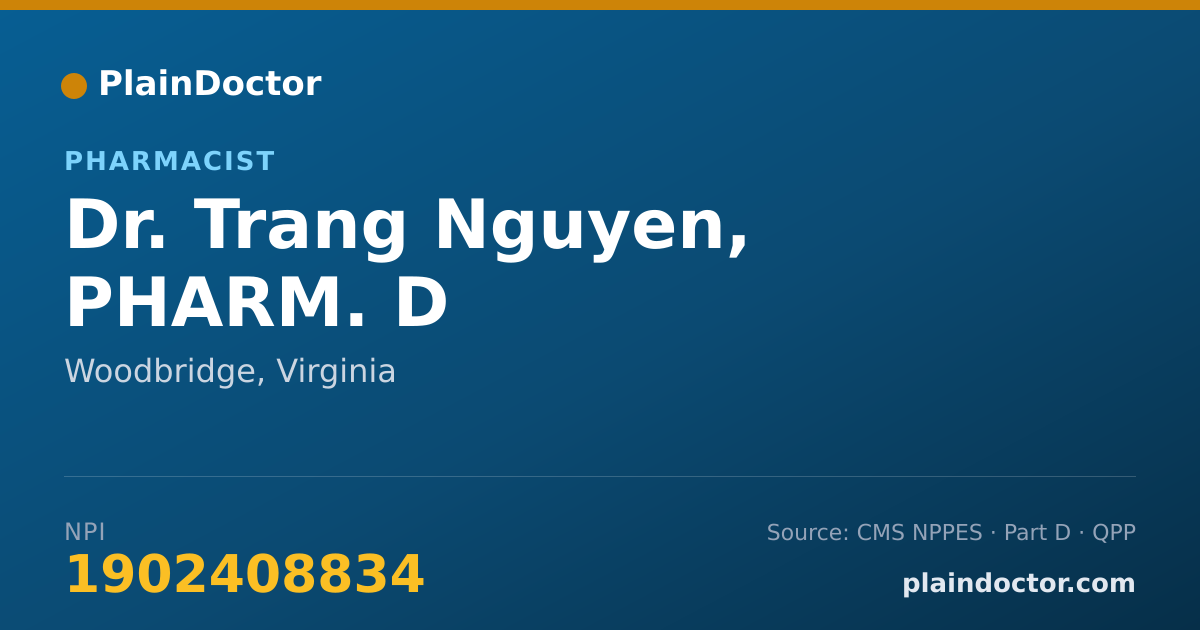 Shareable card for Trang Nguyen, PHARM. D - Pharmacist, Woodbridge, VA