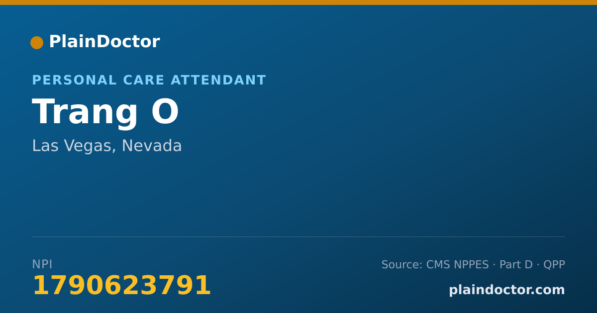 Shareable card for Trang O - Personal Care Attendant, Las Vegas, NV