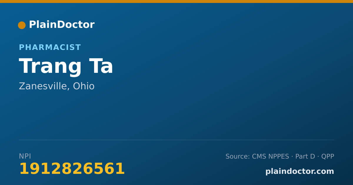 Shareable card for Trang Ta - Pharmacist, Zanesville, OH