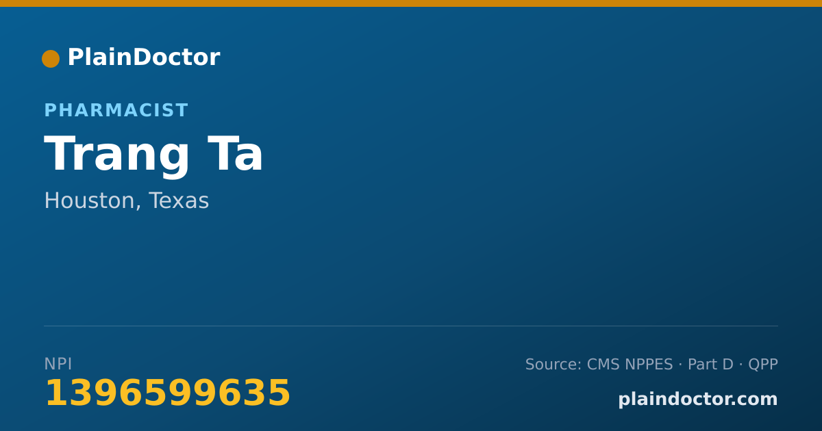 Shareable card for Trang Ta - Pharmacist, Houston, TX