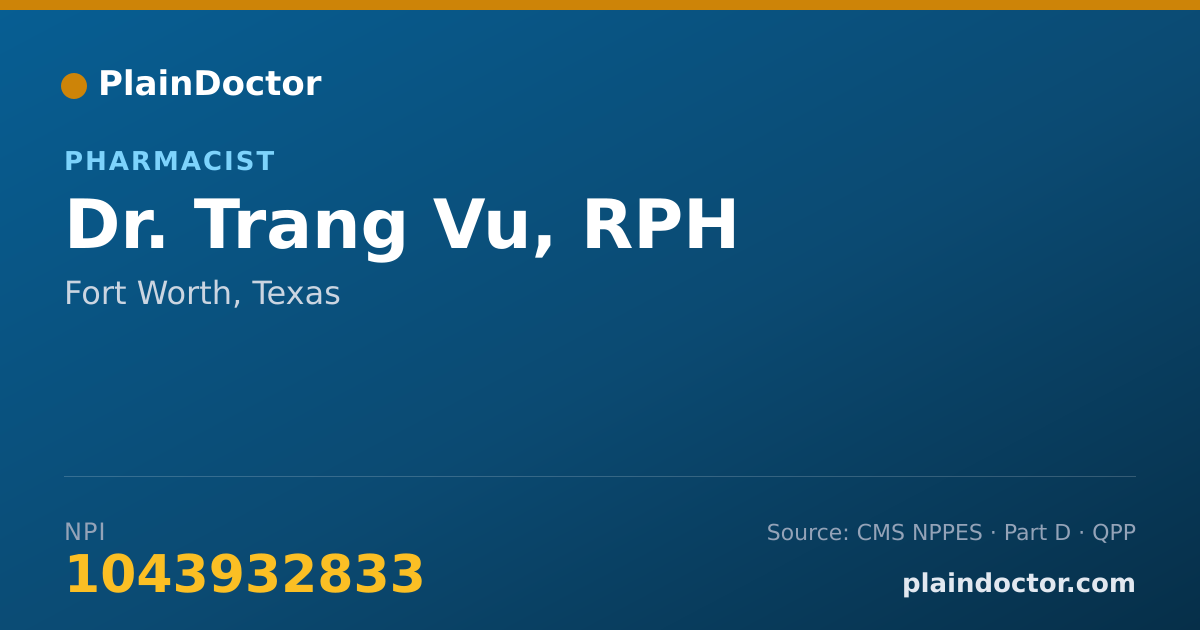 Shareable card for Trang Vu, RPH - Pharmacist, Fort Worth, TX