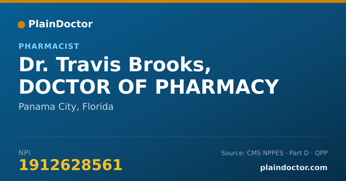 Shareable card for Travis Brooks, DOCTOR OF PHARMACY - Pharmacist, Panama City, FL