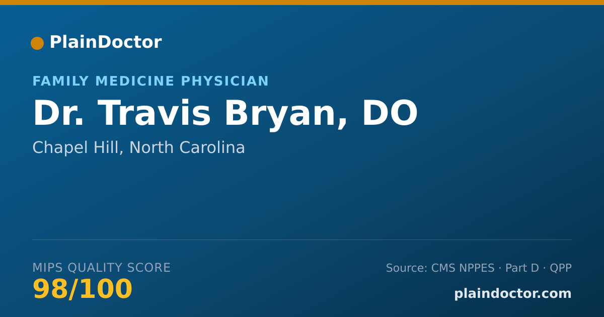 Shareable card for Travis Bryan, DO - Family Medicine Physician, Chapel Hill, NC
