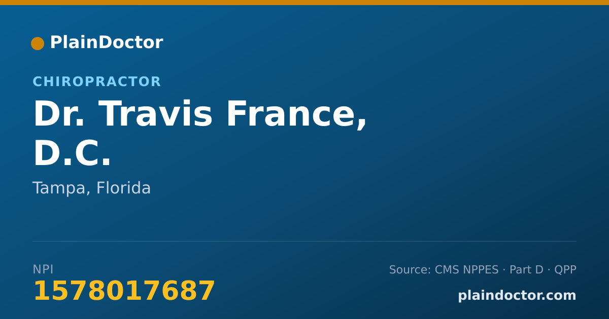 Shareable card for Travis France, D.C. - Chiropractor, Tampa, FL