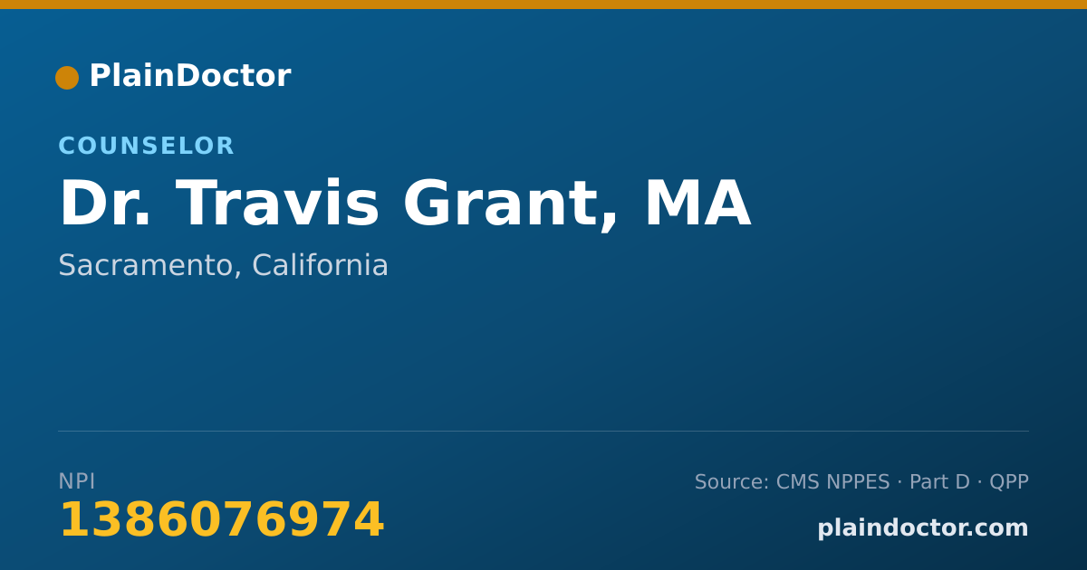 Shareable card for Travis Grant, MA - Counselor, Sacramento, CA