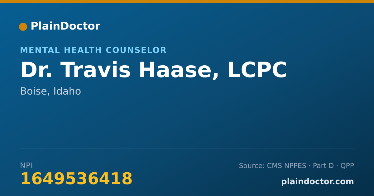 Shareable card for Travis Haase, LCPC - Mental Health Counselor, Boise, ID