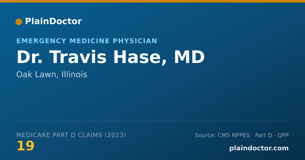 Shareable card for Travis Hase, MD - Emergency Medicine Physician, Oak Lawn, IL