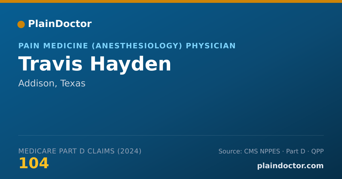 Shareable card for Travis Hayden - Pain Medicine (Anesthesiology) Physician, Addison, TX