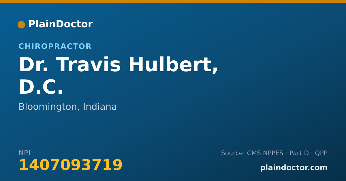 Shareable card for Travis Hulbert, D.C. - Chiropractor, Bloomington, IN