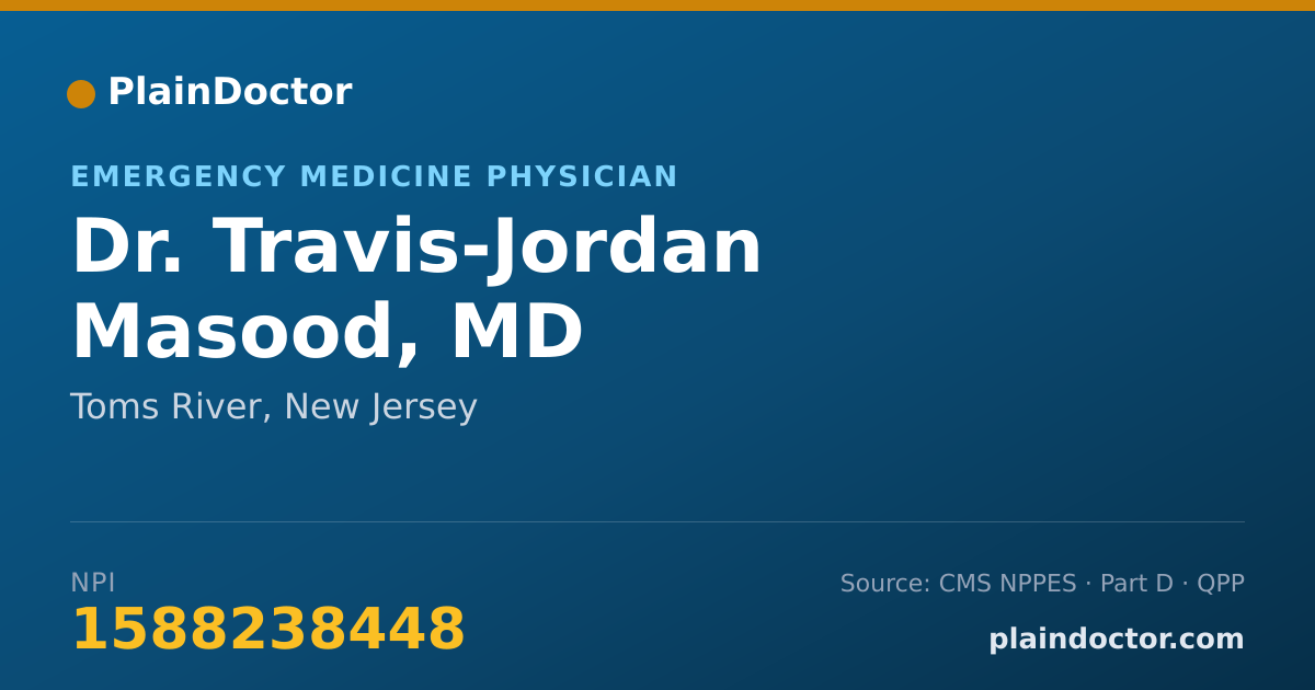 Shareable card for Travis-Jordan Masood, MD - Emergency Medicine Physician, Toms River, NJ