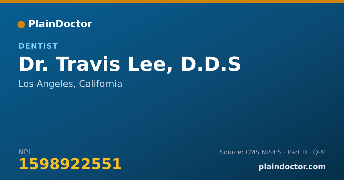 Shareable card for Travis Lee, D.D.S - Dentist, Los Angeles, CA