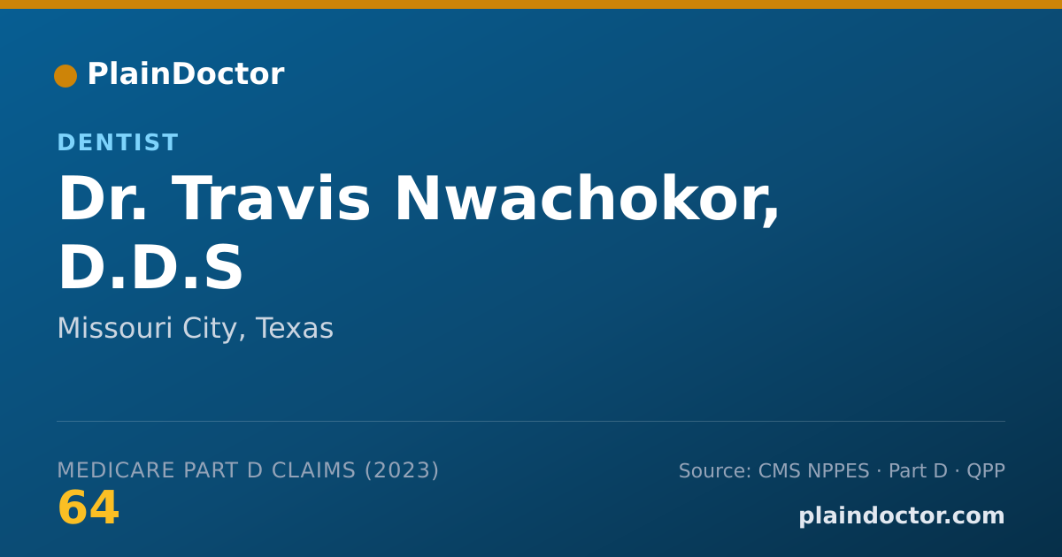 Shareable card for Travis Nwachokor, D.D.S - Dentist, Missouri City, TX