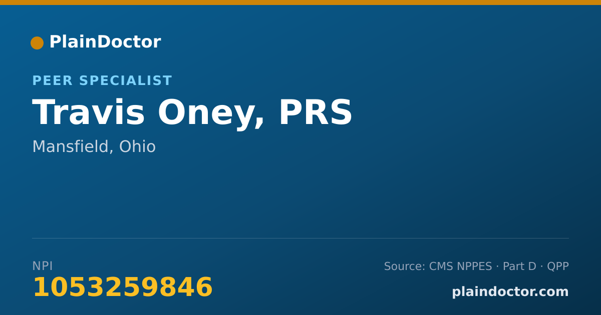Shareable card for Travis Oney, PRS - Peer Specialist, Mansfield, OH