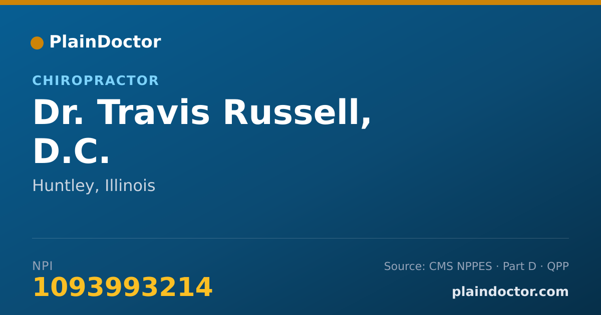 Shareable card for Travis Russell, D.C. - Chiropractor, Huntley, IL