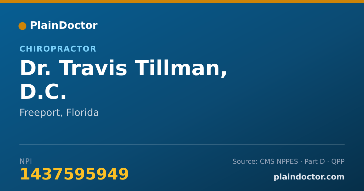 Shareable card for Travis Tillman, D.C. - Chiropractor, Freeport, FL
