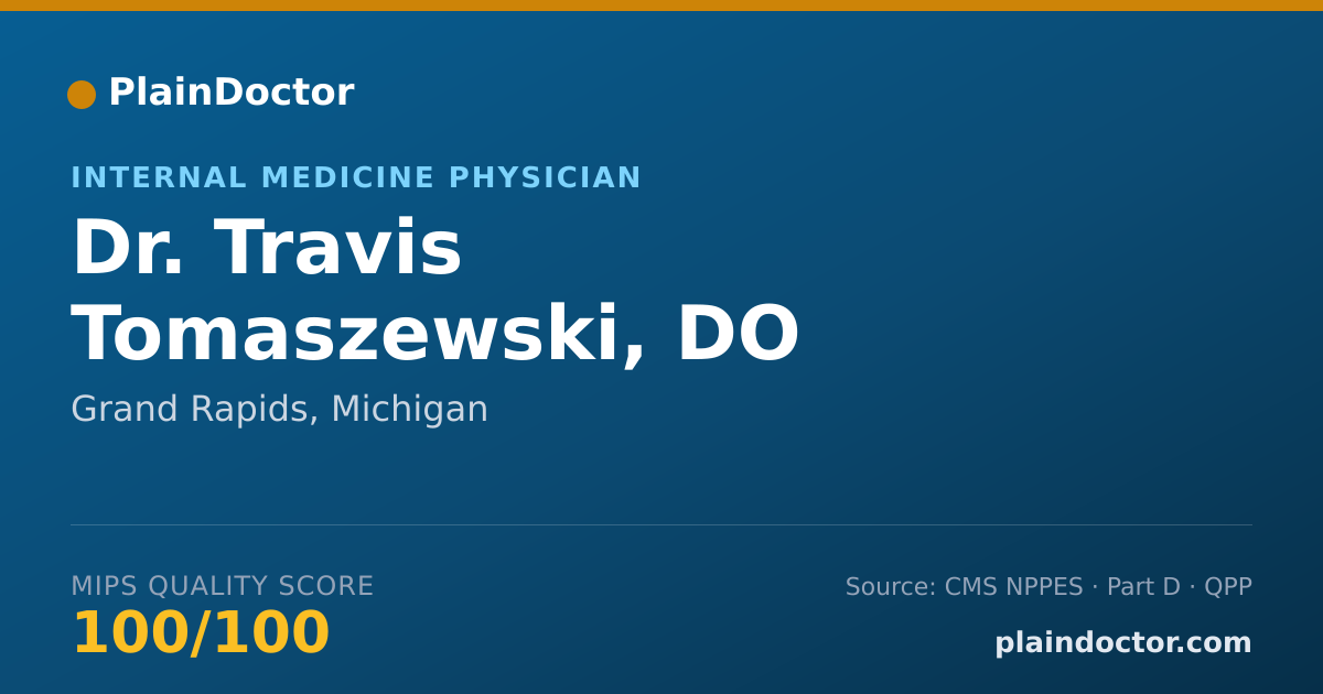 Shareable card for Travis Tomaszewski, DO - Internal Medicine Physician, Grand Rapids, MI