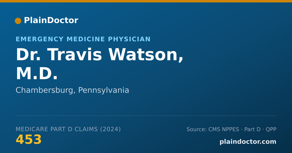Shareable card for Travis Watson, M.D. - Emergency Medicine Physician, Chambersburg, PA