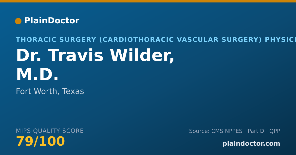Shareable card for Travis Wilder, M.D. - Thoracic Surgery (Cardiothoracic Vascular Surgery) Physician, Fort Worth, TX