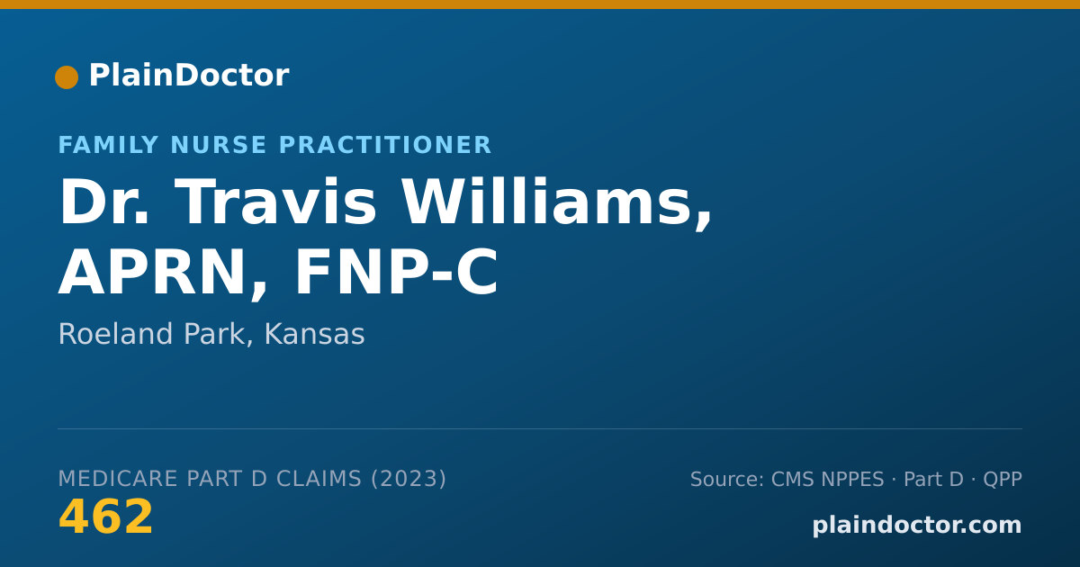 Shareable card for Travis Williams, APRN, FNP-C - Family Nurse Practitioner, Roeland Park, KS
