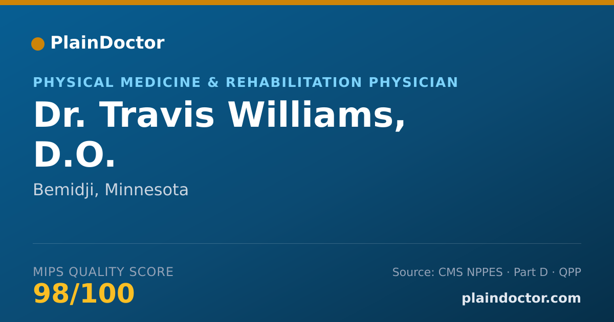 Shareable card for Travis Williams, D.O. - Physical Medicine & Rehabilitation Physician, Bemidji, MN