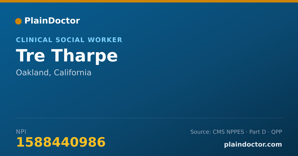 Shareable card for Tre Tharpe - Clinical Social Worker, Oakland, CA
