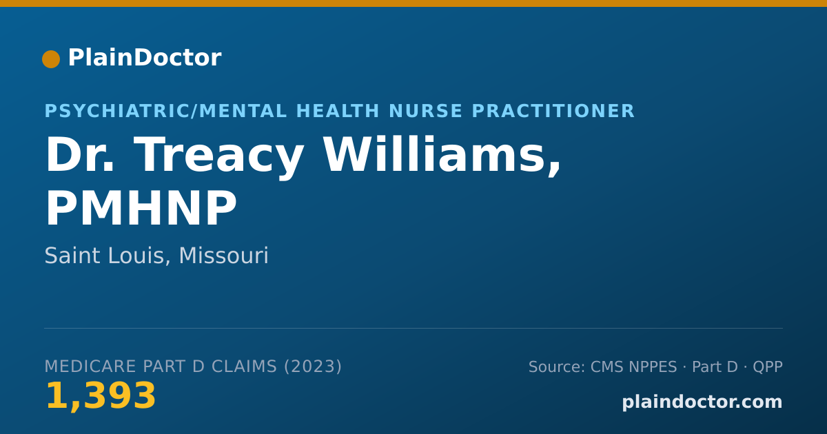 Shareable card for Treacy Williams, PMHNP - Psychiatric/Mental Health Nurse Practitioner, Saint Louis, MO