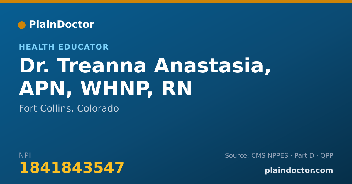 Shareable card for Treanna Anastasia, APN, WHNP, RN - Health Educator, Fort Collins, CO