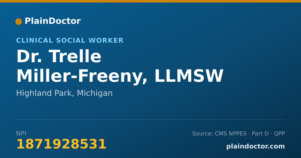 Shareable card for Trelle Miller-Freeny, LLMSW - Clinical Social Worker, Highland Park, MI