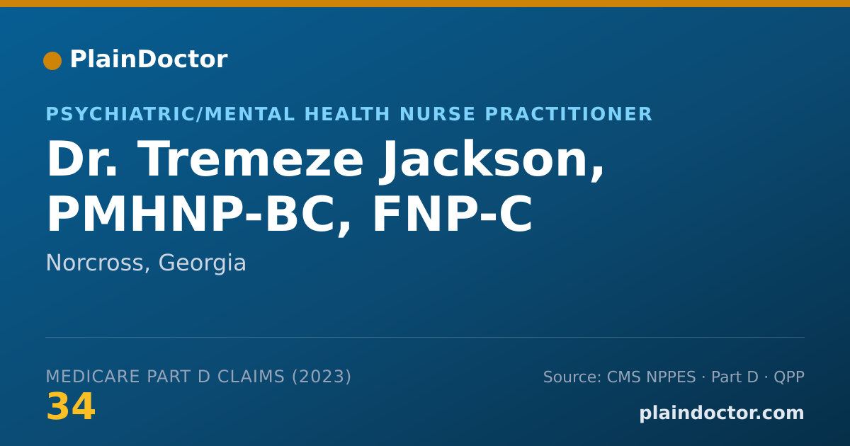 Shareable card for Tremeze Jackson, PMHNP-BC, FNP-C - Psychiatric/Mental Health Nurse Practitioner, Norcross, GA