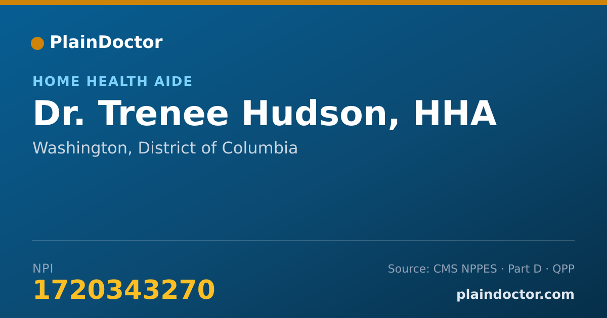 Shareable card for Trenee Hudson, HHA - Home Health Aide, Washington, DC