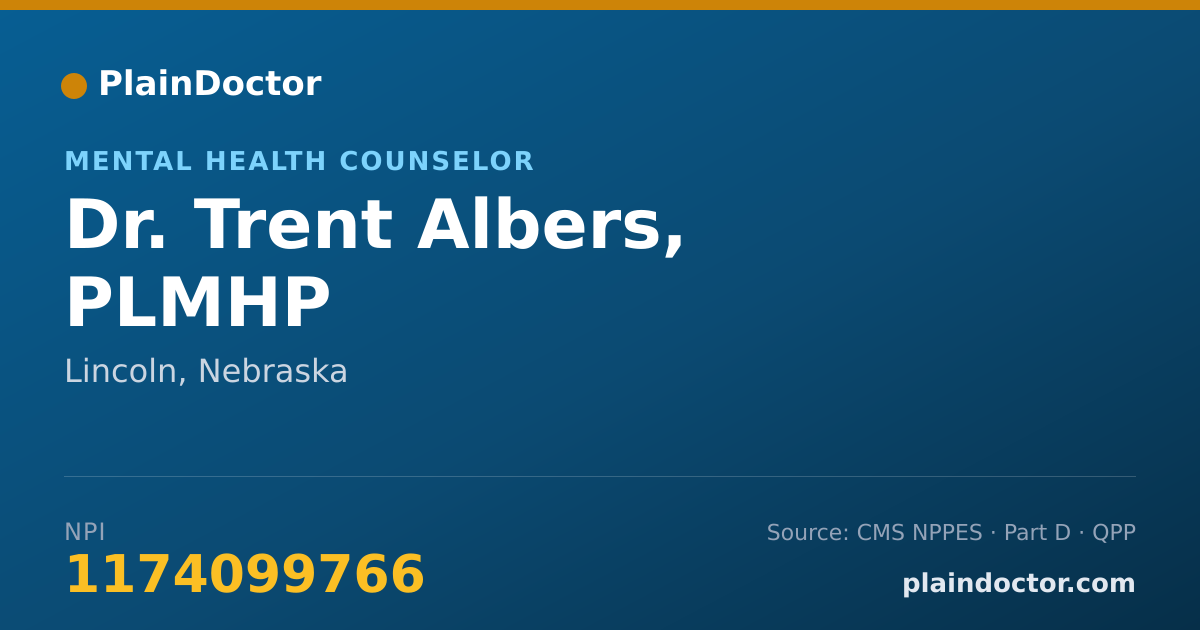 Shareable card for Trent Albers, PLMHP - Mental Health Counselor, Lincoln, NE