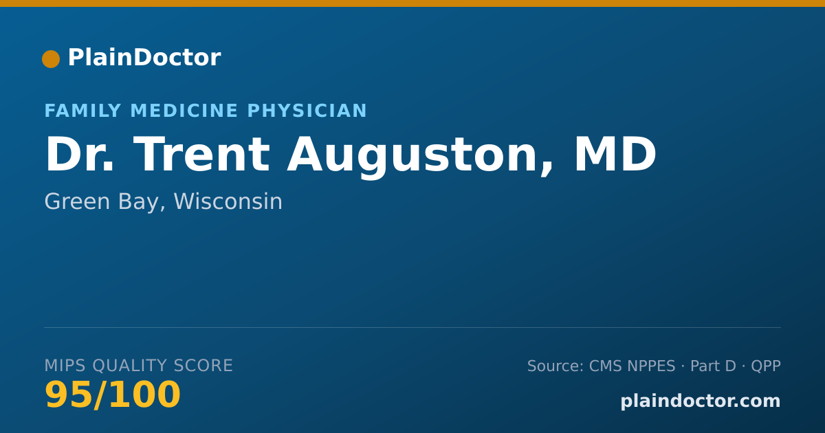 Shareable card for Trent Auguston, MD - Family Medicine Physician, Green Bay, WI