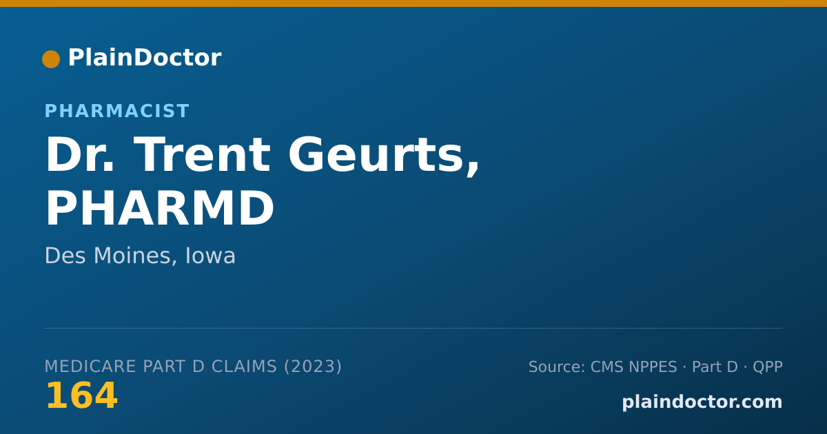 Shareable card for Trent Geurts, PHARMD - Pharmacist, Des Moines, IA