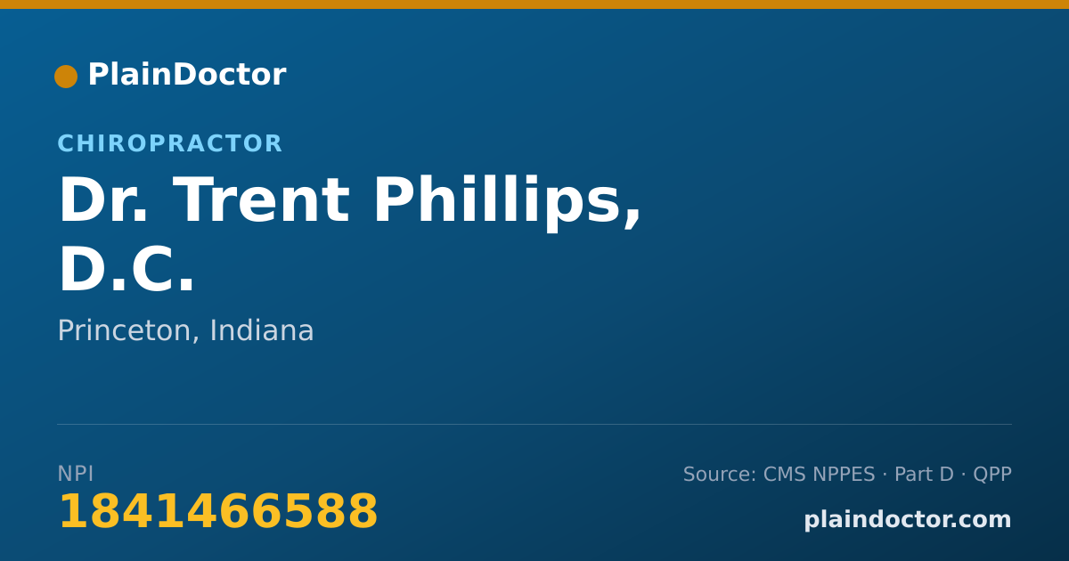 Shareable card for Trent Phillips, D.C. - Chiropractor, Princeton, IN