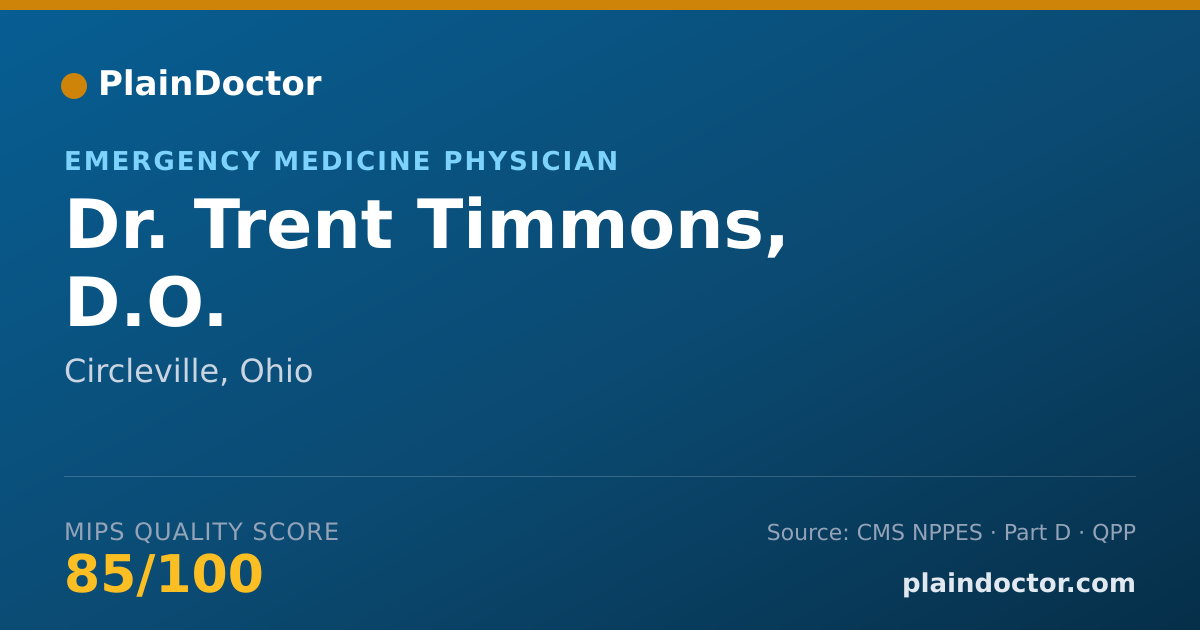Shareable card for Trent Timmons, D.O. - Emergency Medicine Physician, Circleville, OH